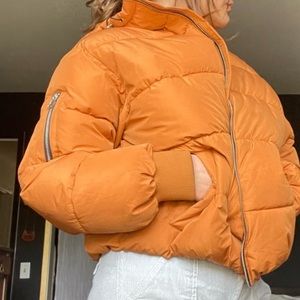 Orange puffer. Super warm!
